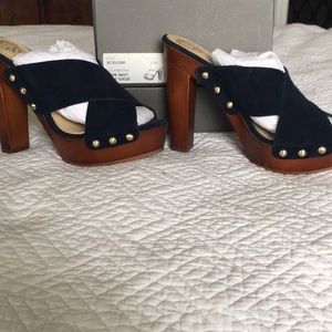 Vince Camuto Navy Platform Slide Sandals. New! 7.5